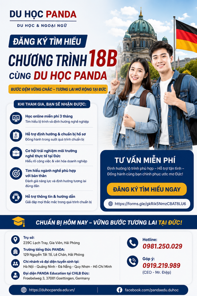 Đăng ký tìm hiểu chương trình 18B cùng Du học PANDA