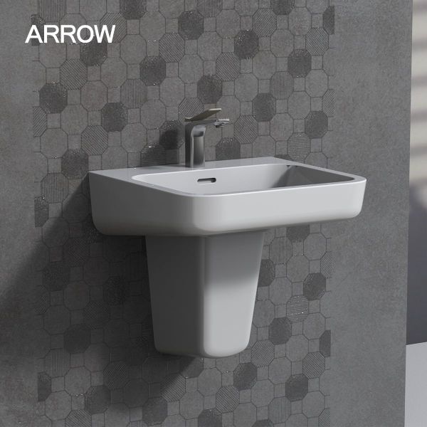 Lavabo góc treo tường nhỏ Arrow giúp tận dụng góc chết hiệu quả.
