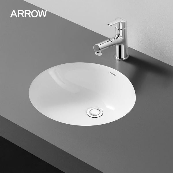 Cận cảnh chất liệu men sứ Nano trắng tuyết trên bồn lavabo Arrow