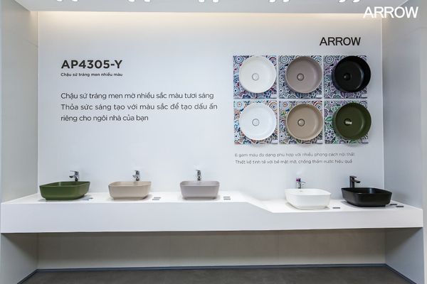 Bồn lavabo sứ tráng men AP4305-Y tại showroom Arrow