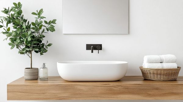 Chậu rửa bằng đá nhân tạo trong thiết kế khách sạn, resort.