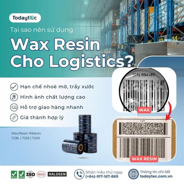 Wax Resin Ribbon cho tem vận chuyển logistics
