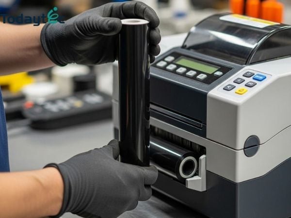 cách lắp mực máy in mã vạch