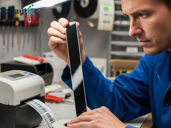 cách lắp mực máy in mã vạch