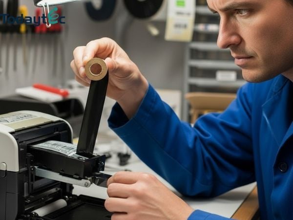 cách lắp mực máy in mã vạch