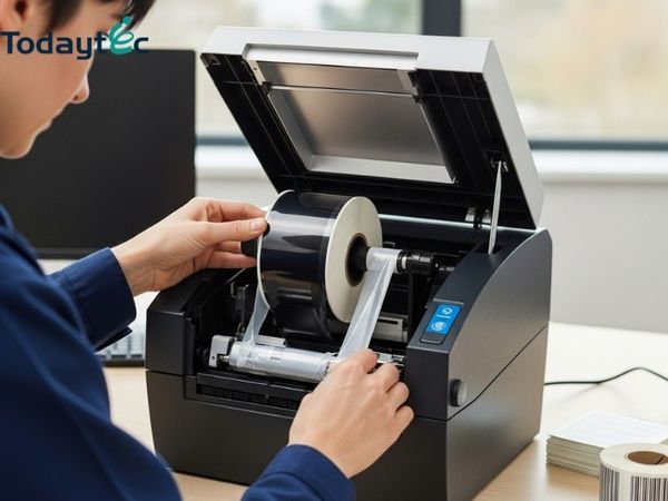 cách lắp mực máy in mã vạch