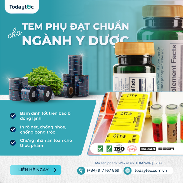 Wax Resin Ribbon cho nhãn phụ y tế và tem mẫu bệnh phẩm