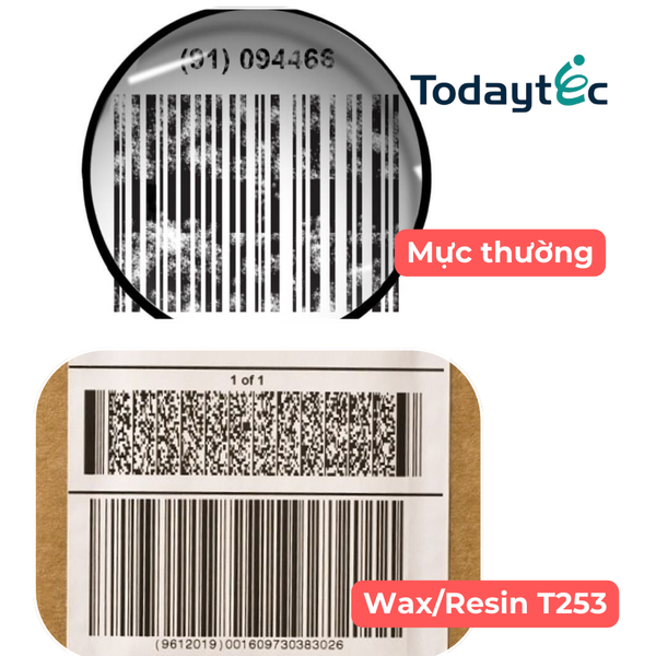 So sánh độ nét của mực wax resin TDR325 với mực thường