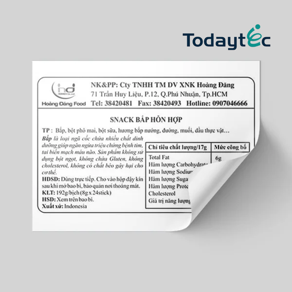 Tem nhãn phụ thực phẩm chức năng in bằng mực wax resin chất lượng cao