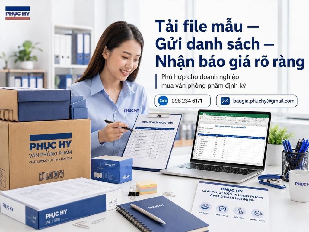 Tải file Excel báo giá văn phòng phẩm