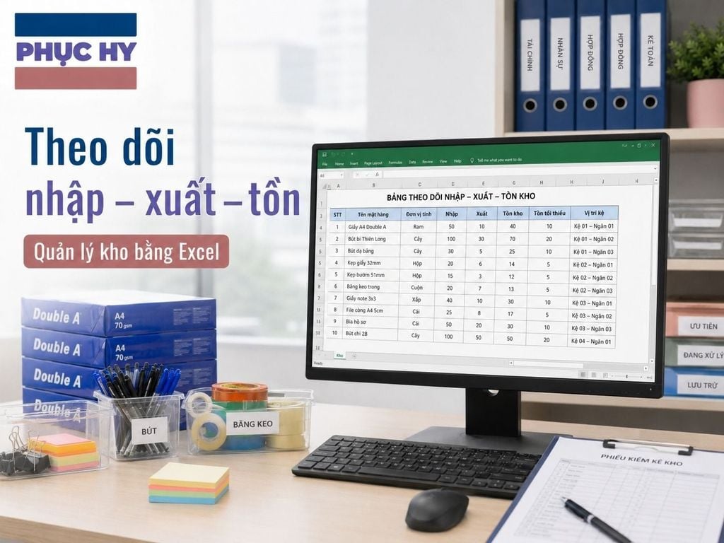 File Excel quản lý tồn kho văn phòng phẩm nội bộ