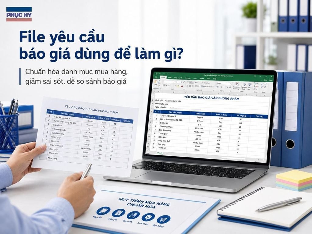 File yêu cầu báo giá văn phòng phẩm cho công ty giúp giảm sai sót khi mua hàng
