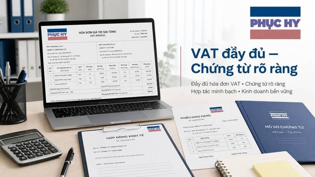 Hóa đơn VAT, hợp đồng và chứng từ khi mua văn phòng phẩm