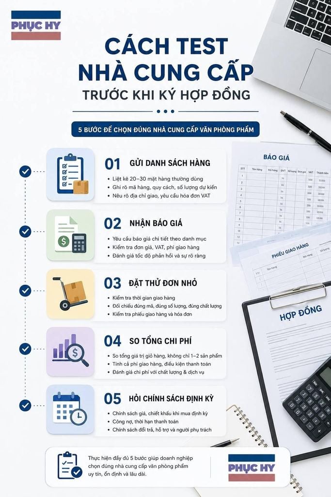 test năng lực nhà cung cấp văn phòng phẩm