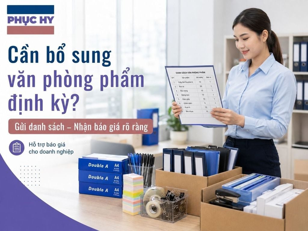Gửi danh sách nhận báo giá văn phòng phẩm công ty