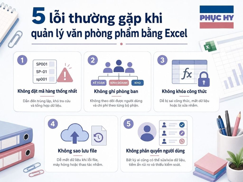 Những lỗi thường gặp khi quản lý văn phòng phẩm bằng Excel