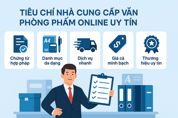 Tiêu chí nhà cung cấp văn phòng phẩm online uy tín