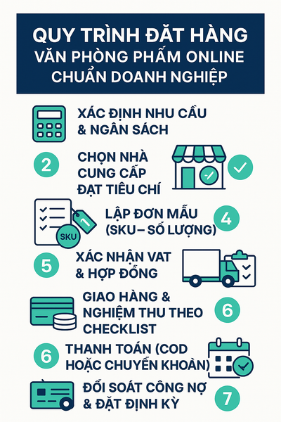 Quy trình đặt hàng văn phòng phẩm online