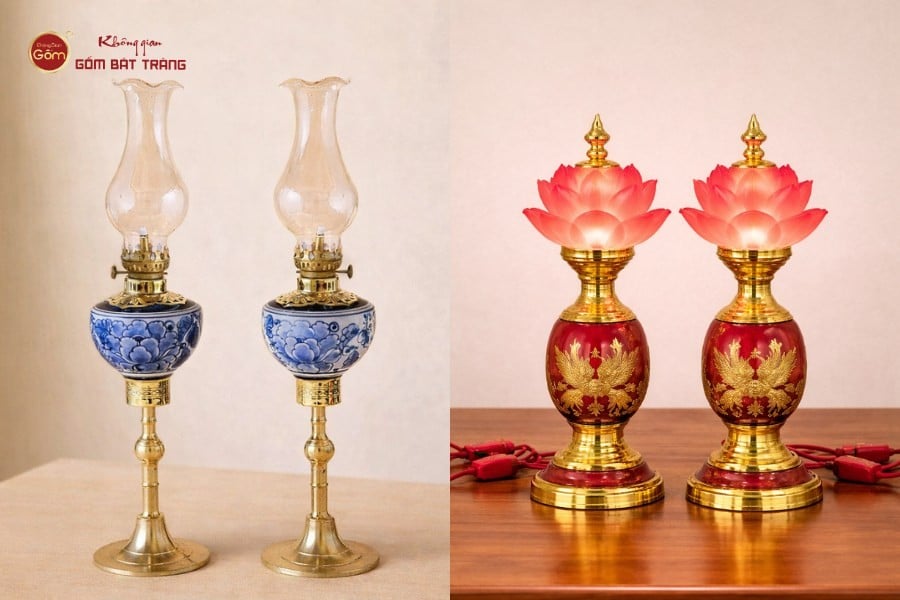so sánh đèn thờ Phật