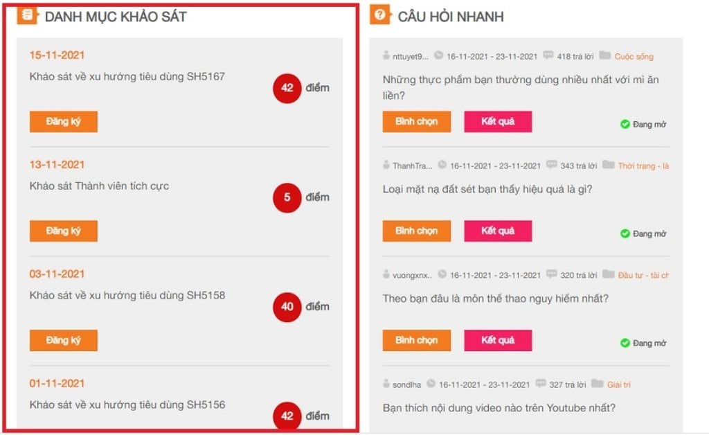 Thực hiện khảo sát trên Vinaresearch giúp bạn kiếm tiền.