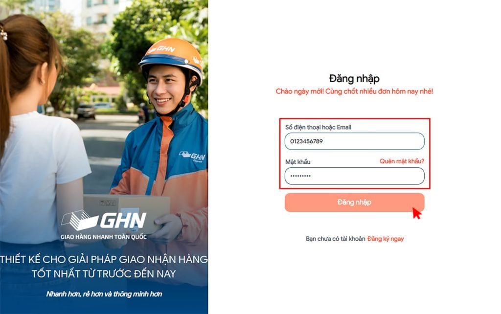 Cách tạo đơn trên website Giao Hàng Nặng