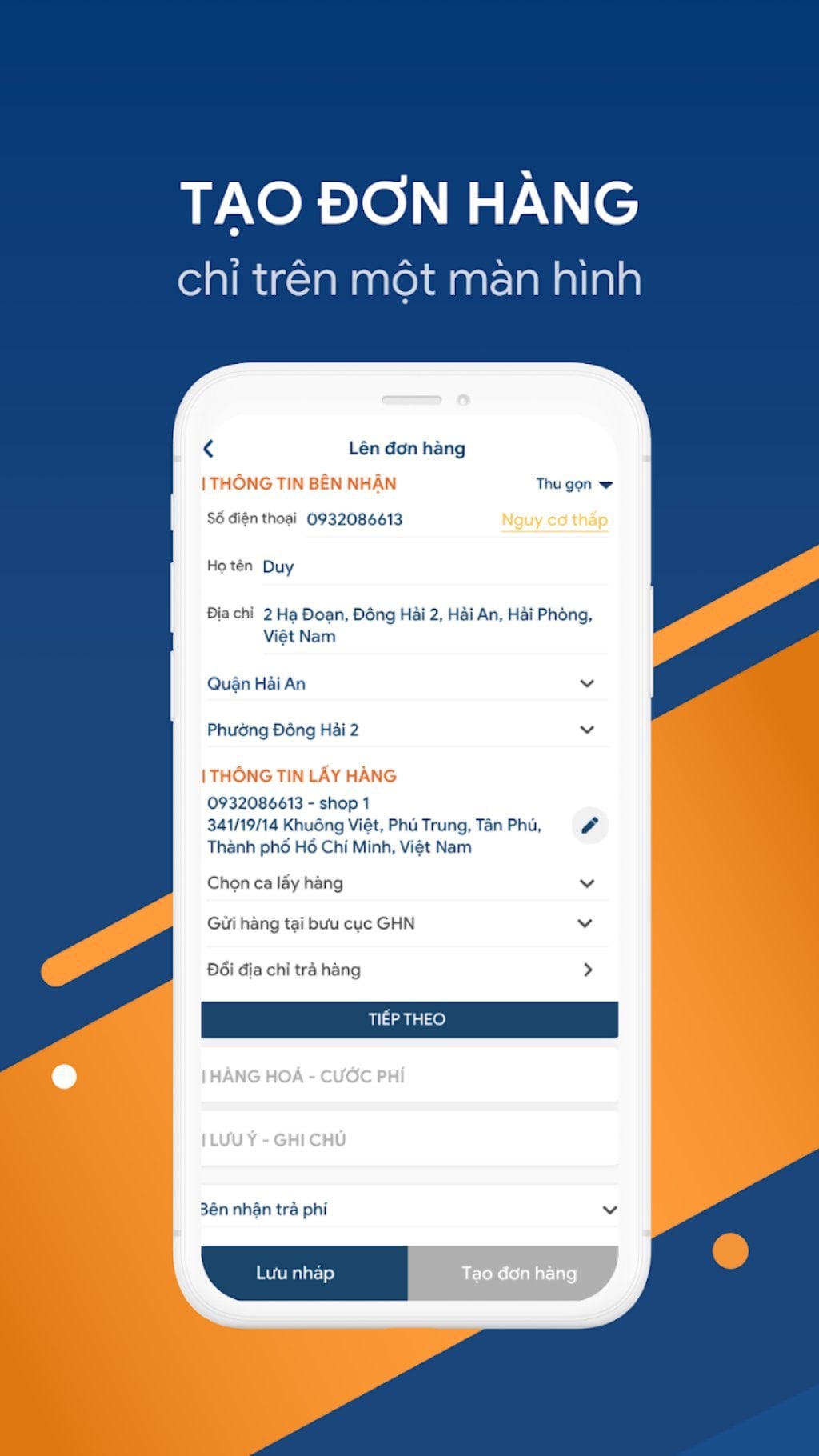 Tạo đơn Giao Hàng NẶNG trên ứng dụng siêu nhanh