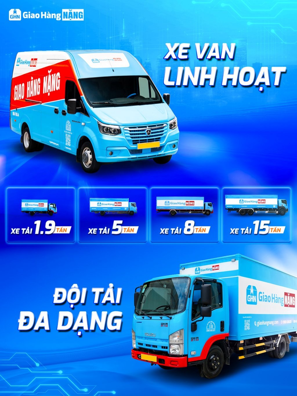 Giao Hàng NẶNG có đội xe đa tải trọng