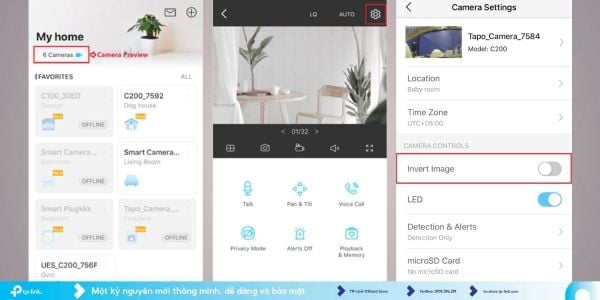 Hình ảnh bị ngược trên camera Tapo