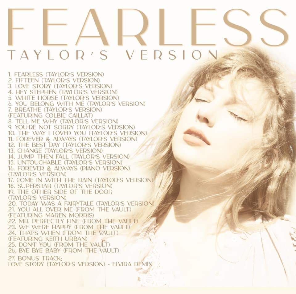 Album Fealess phiên bản Taylor’s Version với số lượng bài hát vượt xa album gốc