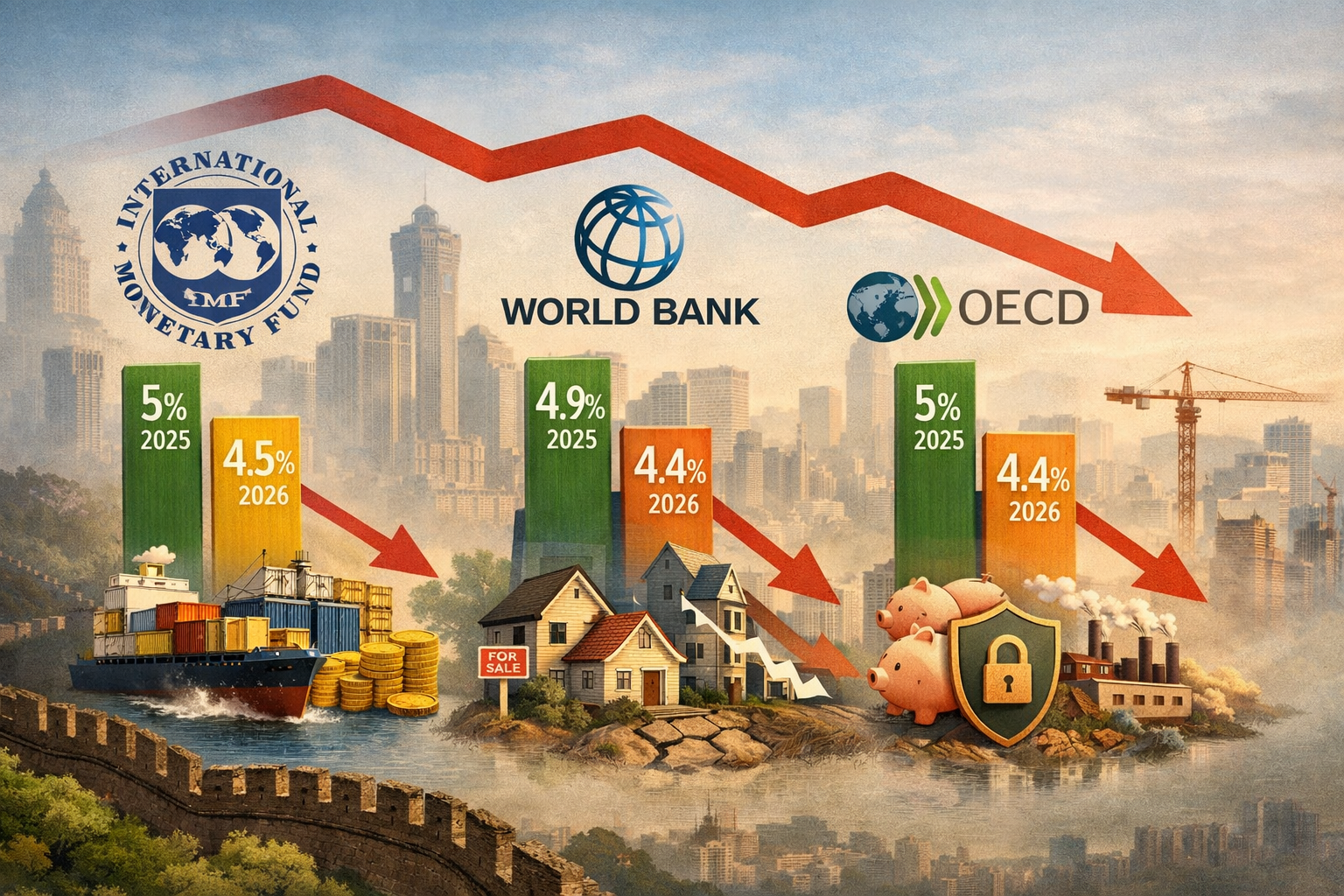 Dự đoán GDP của Trung Quốc năm 2026 từ IMF, World Bank và OECD