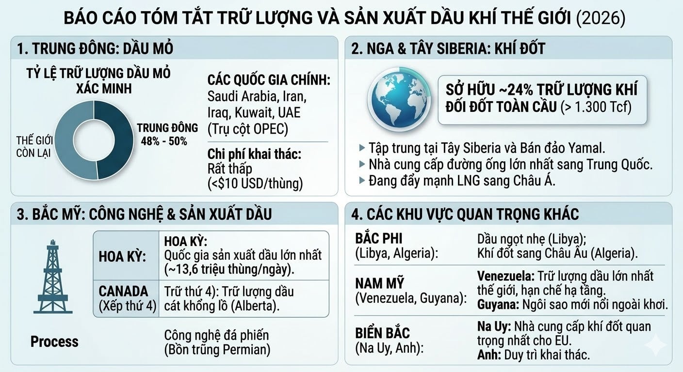 Biểu đồ sự phân bố dầu mỏ và khí đốt trên thế giới