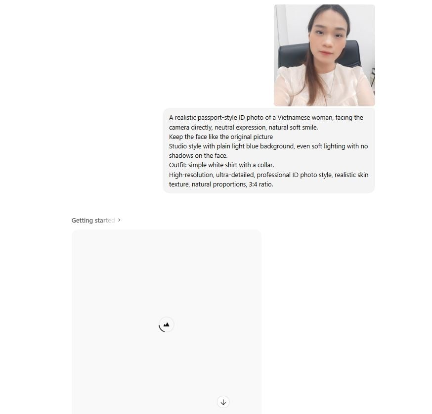 Chat GPT sẽ tự động tạo ảnh thẻ theo yêu cầu của bạn trong vòng 1 - 2 phút