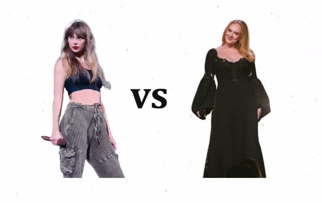 Adele nổi tiếng với giọng hát nội lực và những bản ballad, còn Taylor lại đi theo phong cách hoàn toàn khác