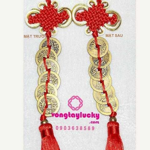đồng xu lục đế, đồng xu phong thủy, trang trí nhà cửa, trang trí tết, dây treo cát tường