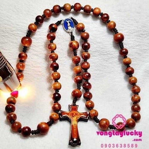chuỗi mân côi đeo cổ, chuỗi mân côi gỗ huyết long, vòng tay công giáo