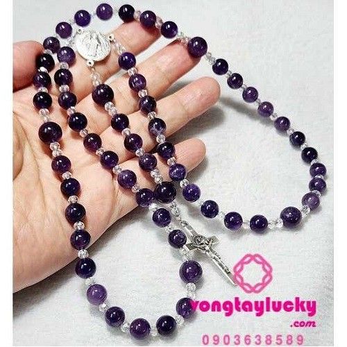 vòng tay thạch anh tím, chuỗi mân côi thạch anh tím, thạch anh tím thiên nhiên, mùa vọng, 5 sự thương