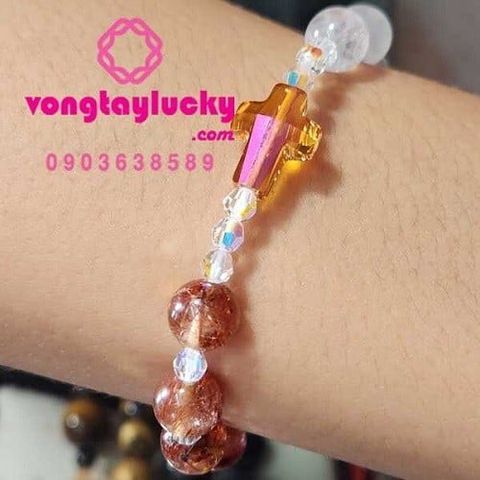 vòng tay công giáo, chuỗi mân côi, chuỗi mân côi đá thạch anh, thạch anh đa sắc, vòng phong thủy