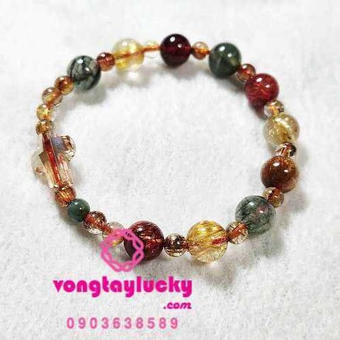 vòng tay công giáo, chuỗi mân côi, chuỗi mân côi đá thạch anh, thạch anh đa sắc, vòng phong thủy