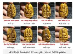 đá mắt hổ, mặt dây chuyền phật bản mệnh, phật A Di Đà, mặt dây chuyền đá phong thủy