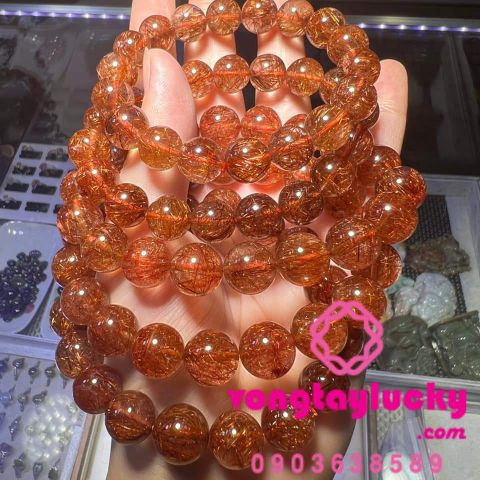 thạch anh tóc đỏ, vòng tay phong thủy, vòng tay may mắn, vòng tay mệnh hỏa