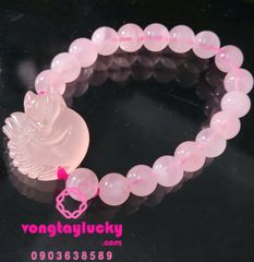 hồ ly thạch anh hồng, vòng tay thạch anh hồng, hồ ly đá phong thủy hồ ly thạch anh hồng thiên nhiên, thạch anh hồng cao cấp, vòng tay cầu duyên