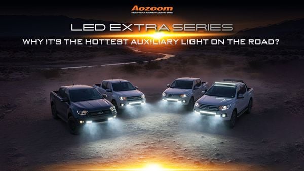 Convoy of trucks with AOZOOM EXTRA series auxiliary lights.