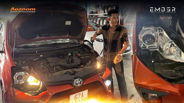 Toyota Wigo with AOZOOM EMBER Bi-LED installed, showing front fitment close-up.