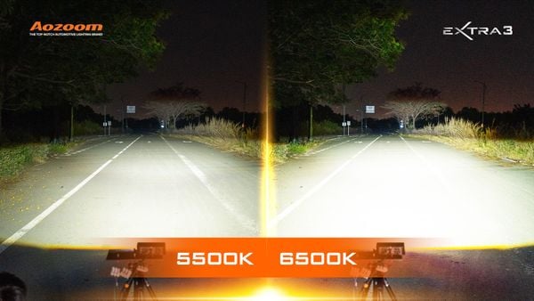 Balanced combo beam pattern of the AOZOOM EXTRA 3 auxiliary light.