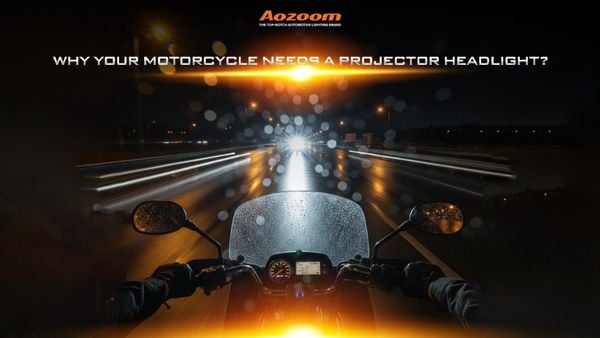 Dangerous glare from a motorcycle using a low-quality LED headlight bulb.