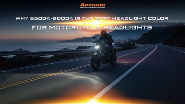 A motorcycle headlight casting a powerful and clean 5500K-6000K beam on a dark road.