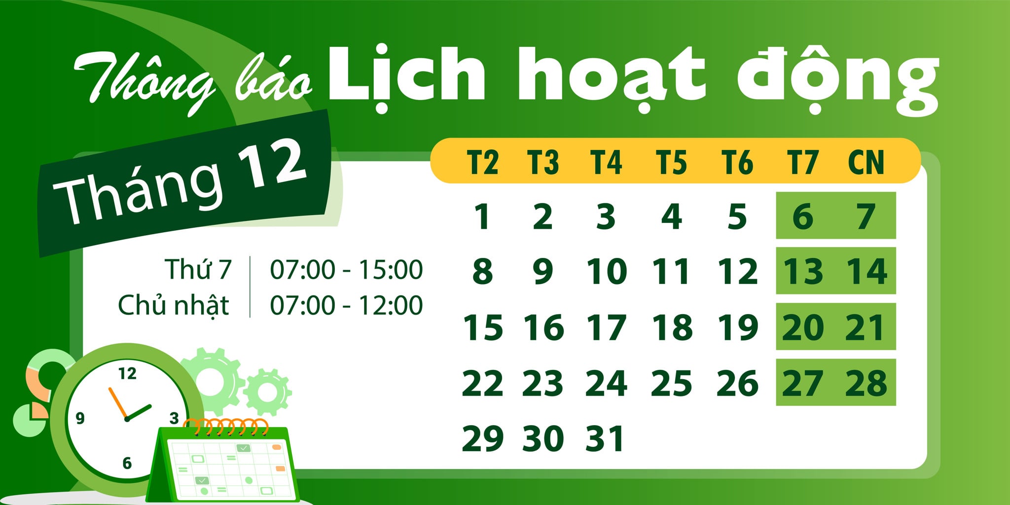 Lịch hoạt động hàng tháng của Phiên Chợ Xanh