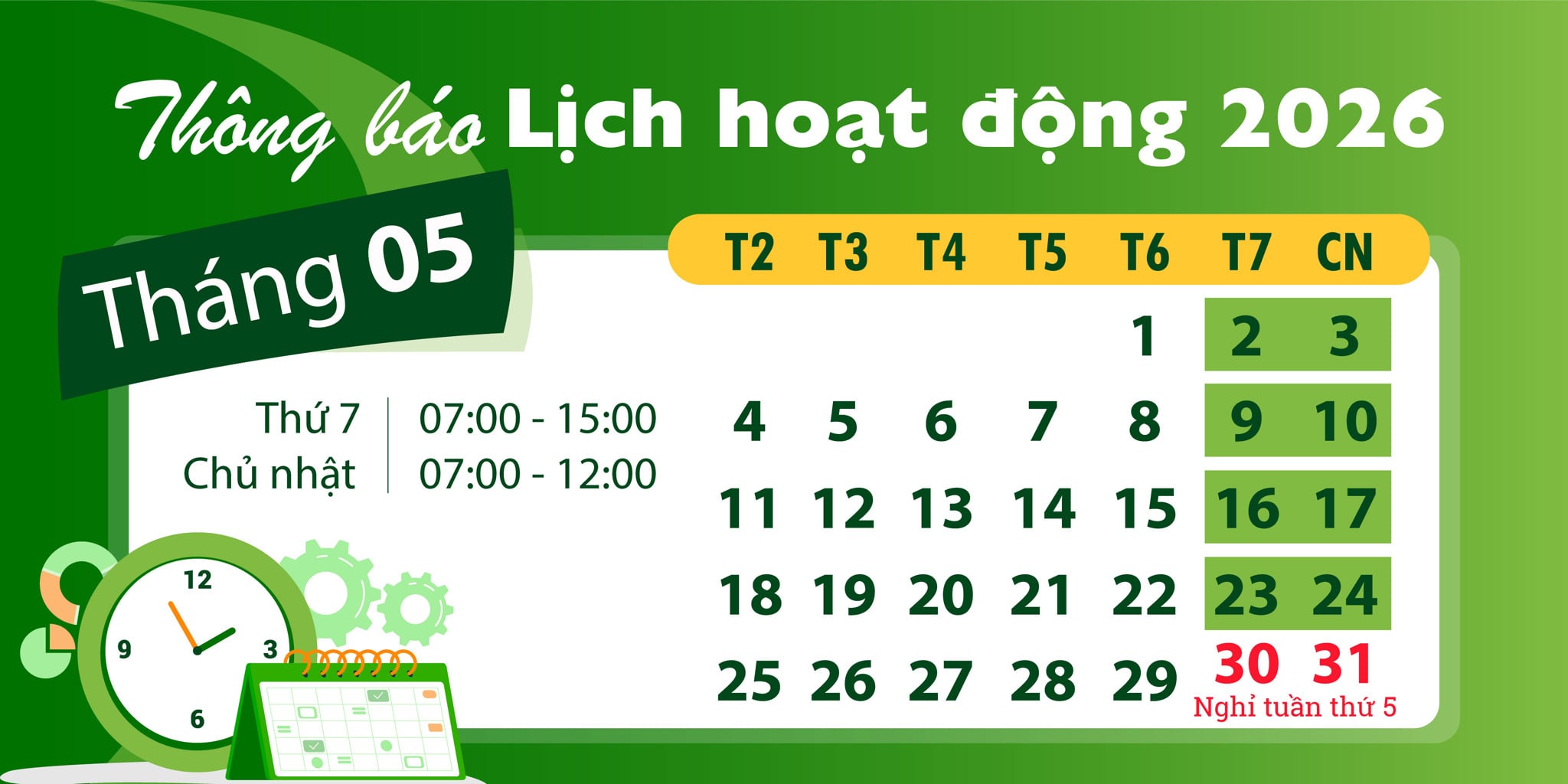 Lịch hoạt động hàng tháng của Phiên Chợ Xanh