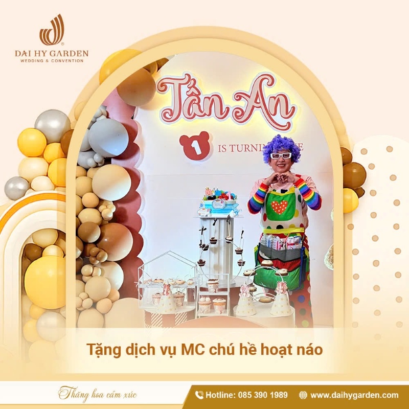 Ưu đãi sinh nhật - tặng dịch vụ MC chú hề hoạt náo suốt tiệc tại Đại Hỷ Garden