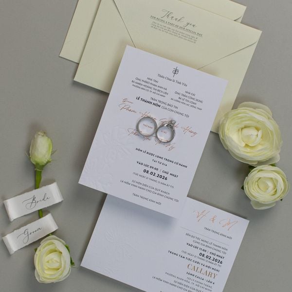 Thiệp cưới tông màu trung tính pastel sang trọng